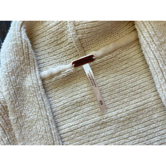 Free People By the Campfire Ivory Oversized Long Sleeve Boho Cardigan Sz M - Picture 4 of 7